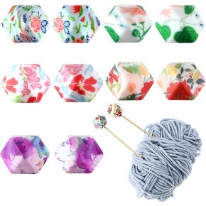 Bohuiz 10pcs hexagon letting eletles stopters ، و silicone print knitting point striptors extosities acked acctories for the recing knitting end end caps