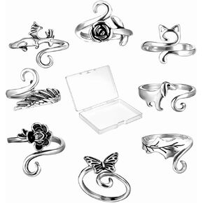 JIYIN 8 Pcs Crochet Tension Rings for Finger, Adjustable Crochet Tension Ring, Yarn Tension Rings for Crocheting Yarn Guide Knitting Rings Crochet Tools Knitting Accessories