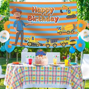 Birthday Party Decorations and Supplies - 3.2ft Tall x 4.9ft Wide Backdrop Banner, Birthday Cake Topper, 12pcs Balloons, 14pcs Party Hanging Swirl Steamer Decorations Kit