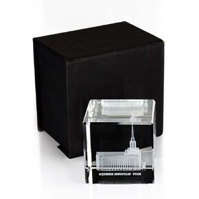 Ringmasters Crystal Cube Desk Decor LDS Temple Paper Weights for Office Desk | Christian Home Decor, (Oquirrh Mountain Utah)