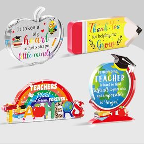 4 PCS Acrylic Teacher Education Gifts Bulk for Teacher Birthday Decor