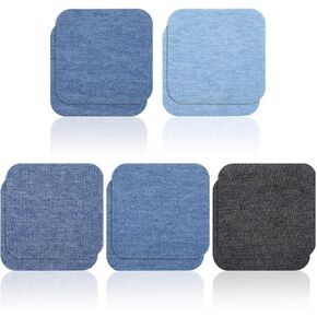 10Pcs Iron on Patches for Clothes, Denim Patches for Inside Jeans, 3" Iron on Patches for Jeans, 5 Shades Jean Patches Repair Decorating Kit for Jeans, Shirts, Clothes, Pants