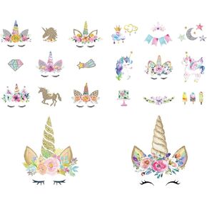 Calculs Unicorn Iron On Transfers for Birthday Girl 20 Pcs Small HTV Decorations Stickers for Canvas Bag, Unicorn Accessories, Baby's Clothing