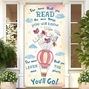 The More That You Read The More Things You Will Know Door Cover Read Across America Inspirational Quote Educational Reading Artwork for School Classroom Library Door Decoration