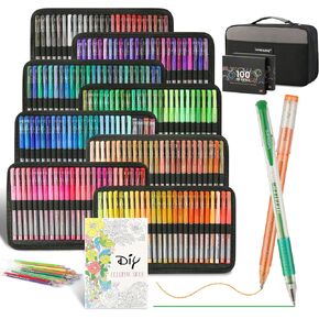 200 Colors Gel Pen Refills, Glitter Neon Gel Ink Pens Refills,Replace Cartridges for Gel Pens Set,9 Color Type for Kids Adult Coloring Books Drawing Doodling Crafts Scrapbooking Journaling,No Repeats