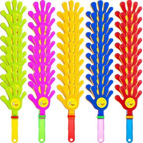 Sratte 80 Pcs Hand Clappers Plastic Noise Makers Party Favors Game Accessories Clapping Hands Noisemakers for Sporting Events Company Fiesta Party Birthday Gift Supplies (7.5 Inch, Sticker Style)