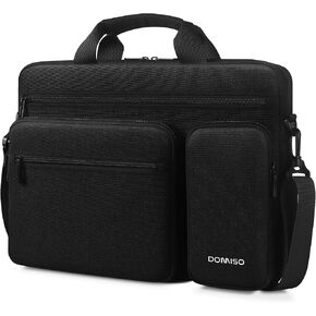 DOMISO 15.6 Inch Business Laptop Briefcase Messenger Shoulder Bag Protective Carrying Case for 15.6" New MacBook/Lenovo Yoga 720 IdeaPad 310 320 / Aspire E15 / HP ENVY 15 / Dell XPS 15, Black