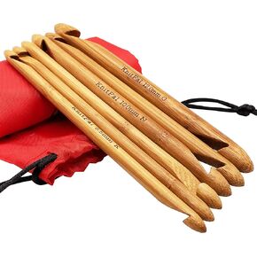 KnitPal 6-inch (15cm) Double Ended Tunisian Afghan Crochet Hooks Set - 6 US Sizes: K/6.5mm, 7mm, L/8mm, M/9mm, N/10mm, O/12mm - Long Tunisian Crochet Hooks