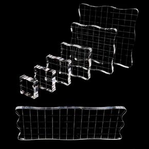 7Pcs Acrylic Stamp Block, Assorted Sizes Clear Acrylic Mounting Blocks Set, Decorative Stamp Blocks for Scrapbooking Crafts Card Making