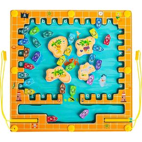 AEUEFUEA Magnetic Alphabet Maze - Montessori Toy for 3-8 Year Olds, Double Wooden Magnetic Puzzle Board for Two Players, Fine Motor Skills & Travel Sensory Toy for Toddlers, for Boys and Girls