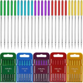 YEQIN Assorted Sewing Machine Needles, Universal Regular Point Machine Needles Compatible with Singer Brother Janome Pfaff Etc Home Sewing Machine, (Sizes 9, 11, 14, 16, 18), Pack of 5