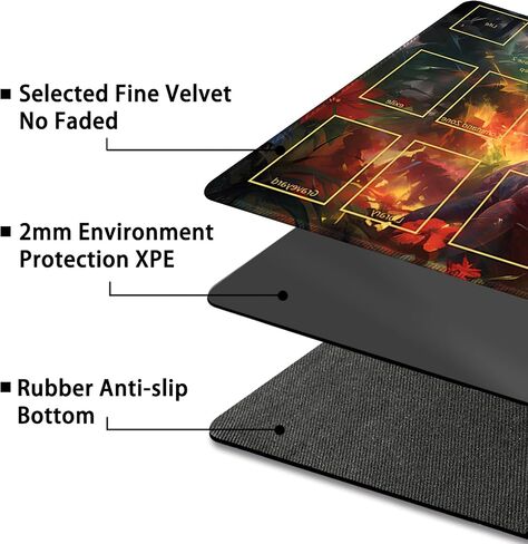 Playmat for MTG ، مع أكياس تخزين مجانية ، حصيرة اللعبة 24 × 14 بوصة ، TCG وحصيرة لعبة لوح للبطاقات ، موسيباد مكتب الحصير (Dinosaur 5-Auxiliary Combat) in Kuwait