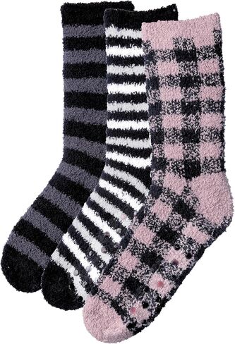 JAMES FIALLO Men's 3-Pairs Cozy Microfiber Anti-Skid Soft Fuzzy Crew Socks in Kuwait