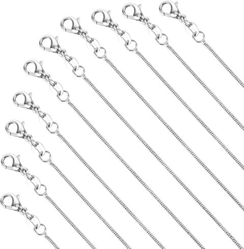 10 PCS Sterling Silver Slick Stain Necklace Round Houndible Snake Stain Necklace for Women Gen with Cloxster Clasps DIY Snake Charms Necklace for Jewelry Making (17.3 Int in Kuwait