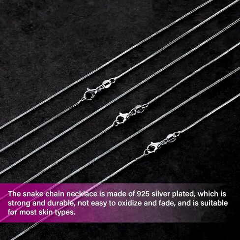 10 PCS Sterling Silver Slick Stain Necklace Round Houndible Snake Stain Necklace for Women Gen with Cloxster Clasps DIY Snake Charms Necklace for Jewelry Making (17.3 Int in Kuwait