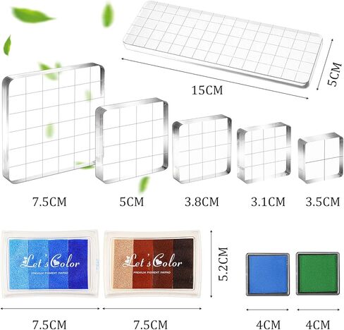 22 PCS أدوات طوابع أكريليك مجموعة أدوات 7 كتل واضحة من أكريليك للختم ، 4 أختام شفافة من السيليكون ، 12 لوحة حبر حرفية لصنع بطاقة DIY Scrapbooking Cards in Kuwait