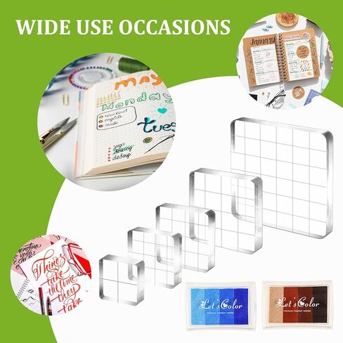 22 PCS أدوات طوابع أكريليك مجموعة أدوات 7 كتل واضحة من أكريليك للختم ، 4 أختام شفافة من السيليكون ، 12 لوحة حبر حرفية لصنع بطاقة DIY Scrapbooking Cards in Kuwait