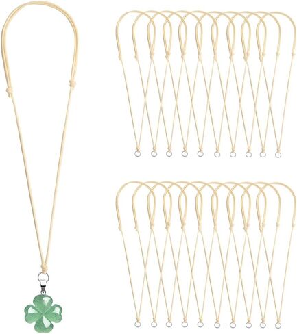 FANASY 20 Pcs Rope Necklace Cord Rope Adjustable Knotted Handmade Craft Choker with Metal Ring for Hanging Pendants Rope, 16-28 Inches in Kuwait