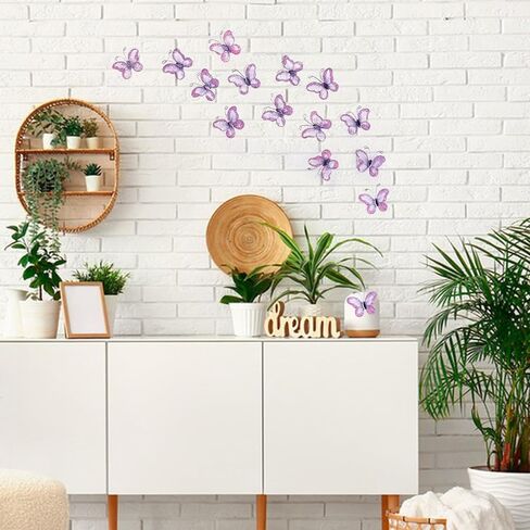 50pcs butterflies urganza nylon glitter butterfly purple diy craft craft shyer mesh wire blitter butterfly with gem for home and wedder decoration party decorations ، purple purple in Kuwait