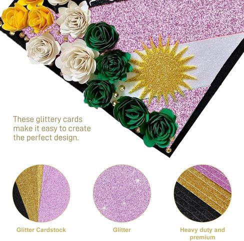 2025 Graduation Cap Decorations kit Graduation Cap Topper Blank, 12 Pcs Glitter Cardstock and 4 Pcs Gemstone Border Stickers for Graduation Cap Topper, DIY Grad Cap Decorations in Saudi Arabia