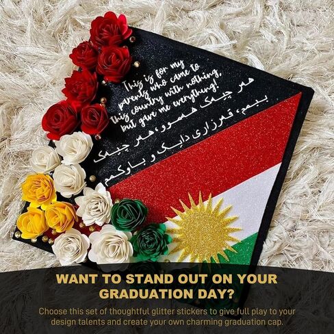 2025 Graduation Cap Decorations kit Graduation Cap Topper Blank, 12 Pcs Glitter Cardstock and 4 Pcs Gemstone Border Stickers for Graduation Cap Topper, DIY Grad Cap Decorations in Saudi Arabia