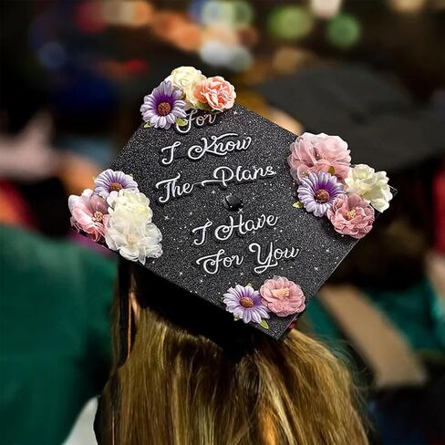 2025 Graduation Cap Decorations kit Graduation Cap Topper Blank, 12 Pcs Glitter Cardstock and 4 Pcs Gemstone Border Stickers for Graduation Cap Topper, DIY Grad Cap Decorations in Saudi Arabia