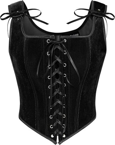 Scarlet Darkness Renaissance Corset Tops for Women Vintage Lace Up Overbust Velvet Bustier Bodice in Kuwait