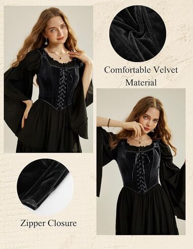 Scarlet Darkness Renaissance Corset Tops for Women Vintage Lace Up Overbust Velvet Bustier Bodice in Kuwait