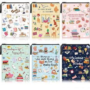 Ctosree 6 Pcs Book Sleeve with Zipper Book Covers for Paperback Book Lovers Gifts Washable Fabric Book Protector Pouch Hardcover Pouch Sleeves for Teen Adult Book Lover, 11 x 8.7 Inch (Book Style)