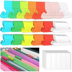 120 +120pcs علامات تبويب مجلد ملفات الملفات وإدراجها ، و 6 ألوان تبويب ملفات لعلامات التعليق مع 120 PCS علامات تبويب ملف