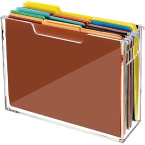 منظم مجلد ملف Acrylic ، مربع Clear File File منظم لحجم الحروف ، حامل ملف سطح المكتب مع مقابض ، مربع تخزين إيداع نحيف لعمل مكتب المكتب -1 حزمة -حزمة