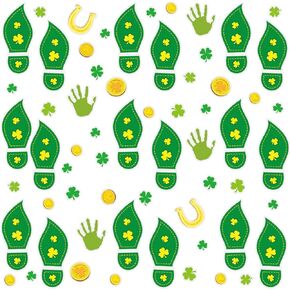 400Pcs Leprechaun Footprint Stickers St. Patrick's Day Stickers Leprechaun Floor Decals Shamrock Gold Coin Decoration Stickers for Kids Party Supply Classroom Home