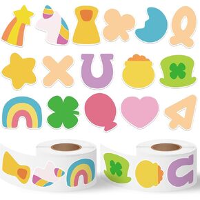 1000pcs St. Patrick’s Day Theme Lucky Charm Sticker Roll(2 Rolls), 16 Designs Shamrock Green Hat Self-Adhesive Stickers, St.Patrick’s Day Lucky Charm Sticker for Kids Party Scrapbook Decor