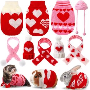 3 Set Guinea Pig Clothes Hamster Sweater Ferret Clothes Bunny Costume Small Animal Warm Costume Set Woolen Hats Scarfs for Ferret Hamster Bunny Chinchilla Hedgehog Rabbit Dog