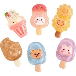 40 PCS Ice Cream Slime Sharms مجموعة مختلطة ، زخرفة راتنجات مسطحة لتصنيع DIY صنع الحلية سكرابوكينغ