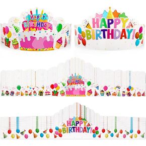 Hooqict Birthday Crowns for Kids Classroom 30 Pack Party Hats Paper Birthday Hats Happy Birthday Crowns for Kids Boys Girls Gifts for School Students Decor
