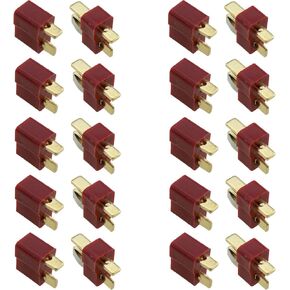 TAODAN 20PCS Red T Plug Connector Female and Male Suitable for RC Hobby Car Boat Aeroplanes Lithium Polymer Battery