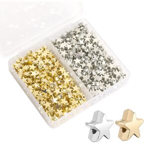 400 Pcs Star Shape Spacer Beads Star Buttons for Crafts Large Hole Star Loose Beads Star Spacer Beads Jewelry Charm Loose Beads for DIY Bracelet Necklace Jewelry Crafts Making (Gold, Silver)