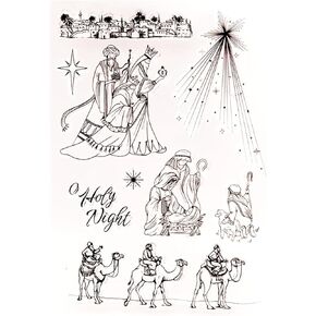 Arbuya Christmas Jesus Clear Stamps for Card Making or Journaling X-Mas Camel Holy Night Rubber Stamps for Scrapbooking Journals Paper Crafts Decoration
