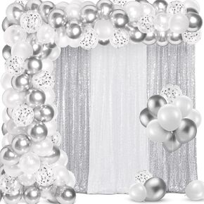 137 Pcs Black Gold Party Decorations with 4 Sequin Backdrop Curtain 133 Balloon Arch Kit 2025 Graduation Decorations Birthday Party Photo Backdrop for Wedding Anniversary Decor