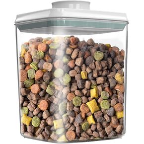 1.45 Qt Dog Treat Container Airtight Dog Treat Jar for Pets, Plastic Dog Cat Food Storage Containers with Lids, BPA Free, Clear POP UP Container for Dog Treats, Snacks, Biscuits