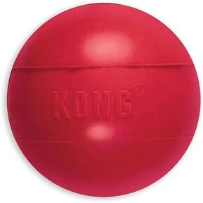 Kong Ball with Hole - Red Rubber Bouncy Classic Ball Made from Durable Rubber - Medium/Large