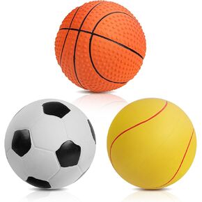 SCHITEC Squeaky Dog Toy Balls, [3 Pack] Latex Rubber Squeak Toys, 3'' Interactive Fetch Pet Ball for Medium Breed Dogs