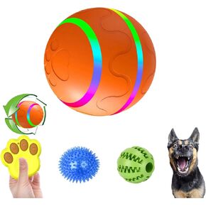 Smart Interactive Dog Toys, Automatic Moving Dog Ball with Remote Controll,Rechargeable and Waterproof, Bouncing Rotating Dog Toys for Medium Large Dogs,Two Gifts Squeaky&Chew Dog Ball