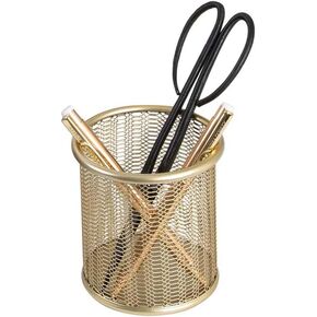 BLU MONACO Gold Pen Holder for Desk - Gold Pen & Pencil Cup - Brush Holder with Metal Mesh Design