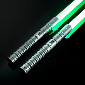 2 Pack XRGB 3.0 Double-Bladed Dueling Light Saber Set, Dual 2 in 1 Smooth Swing Motion Control Light Saber, 16 Sound Fonts Infinite Color Changing APP Control, Rechargeable Metal Hilt