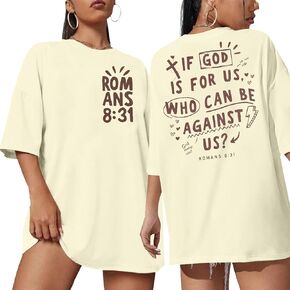 Christian Shirts for Women Oversized If God is for Us T Shirt Religious Faith Gifts Top Bible Verse Inspirational Tee