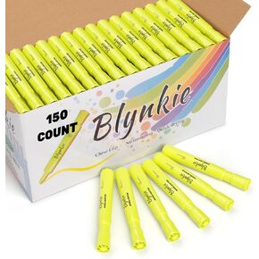 Highlighters Bulk 150 Pack of Yellow Colors Tank Style Chisel Tip Highlighters Set for Kid and Adult Coloring Highlighting for Classroom Office School Supplies and Shop Short Style.