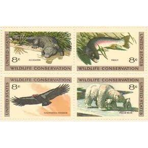 Wildlife Conservation Variety Set of 4 x 8 Cent US Postage Stamps Scot 1427-30