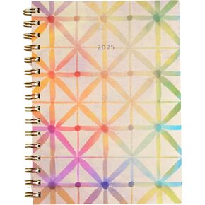 Erin Condren A5 Weekly and Monthly 2025 Planner, Spiral Notebook with 1 Double-Sided Pocket Folder, Planner Stickers Included, Watercolor Painted Cover